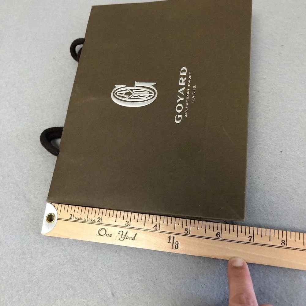 Authentic Goyard Shopping Gift Bag Brown Paper Small Top Handle 6.75x8.5x3